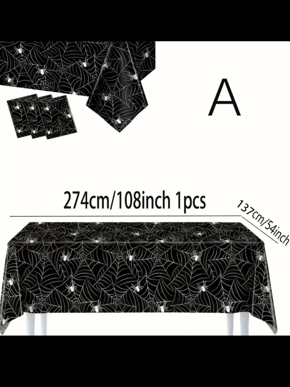 NEW! Black Purple Spiderweb Pattern Plastic Heavy Duty Halloween Tablecloth $30